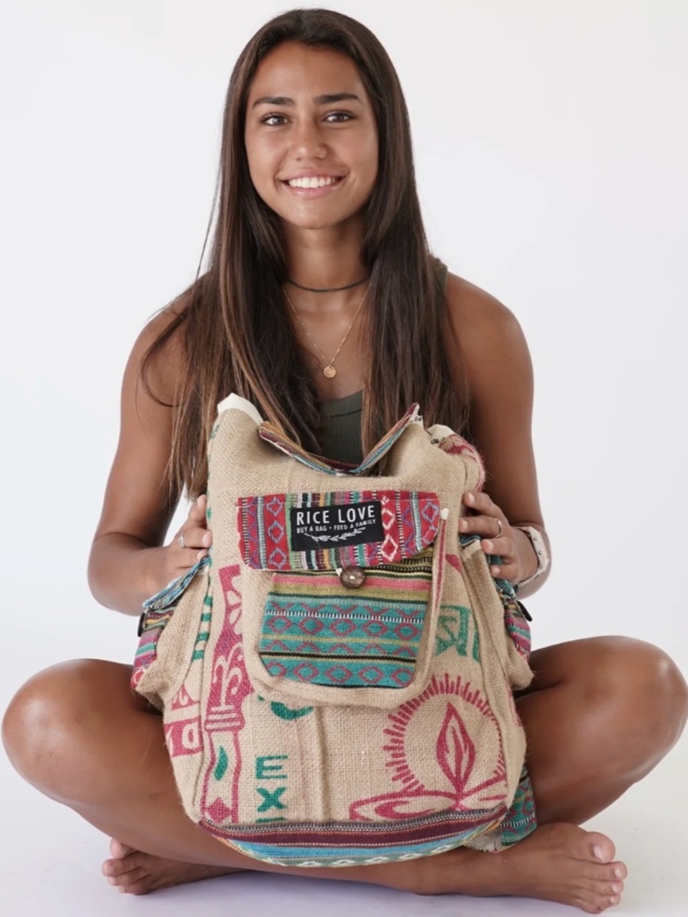 RICE LOVE Recycled Travel Backpack Agra - New